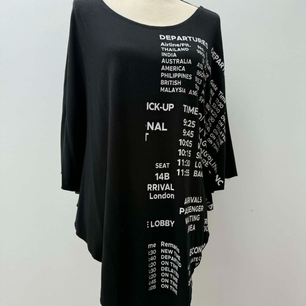Kokomo Unlimited Travel Graphic Top | Airport Departure Board | NWT | One Size